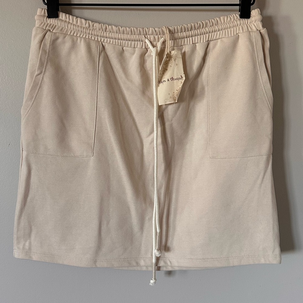 Hem & Thread Women's French Terry Drawstring Skirt - Picture 3 of 6